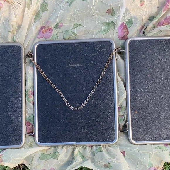 Vintage French Triptych 1950’s Tri-Fold Vanity Barber Mirror - Picture 9 of 17